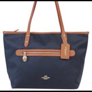 Coach Sawyer Bag Navy with gold zipper